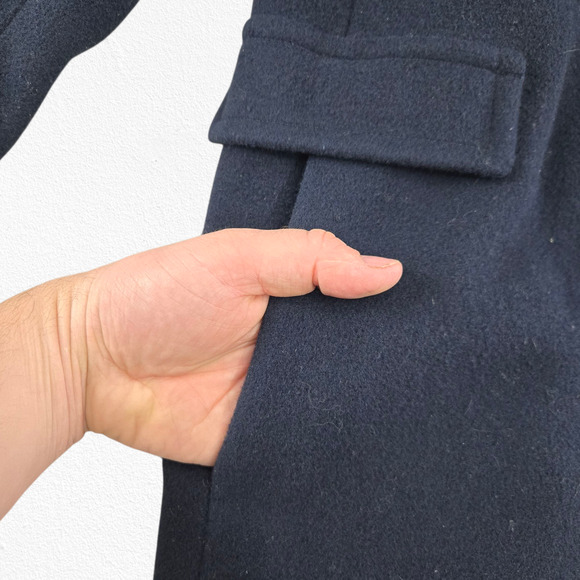 Vintage 70s Harve Benard Navy Wool Double Breasted Overcoat ILGWU Size Large - Picture 6 of 15